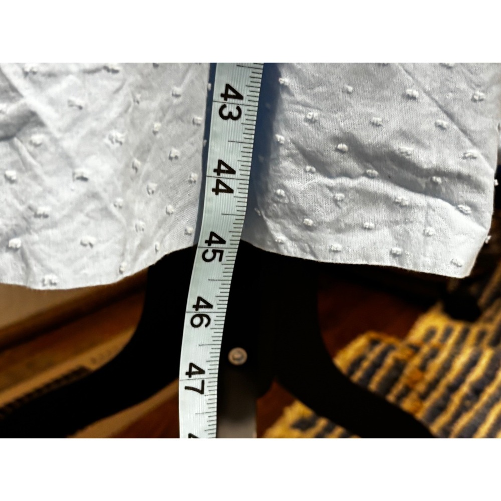 LAKE  Light Blue Swiss Dot Smocked Midi Dress Ruffle Strap‎ Square Neck - Picture 10 of 16
